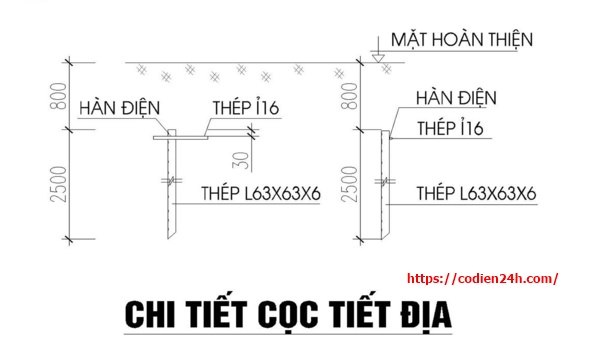 Bản vẽ chi tiết cọc tiếp địa: ứng dụng cho nhà ở dân dụng